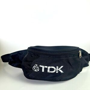 VINTAGE TDK cassette tape nylon black adjustable Fanny pack